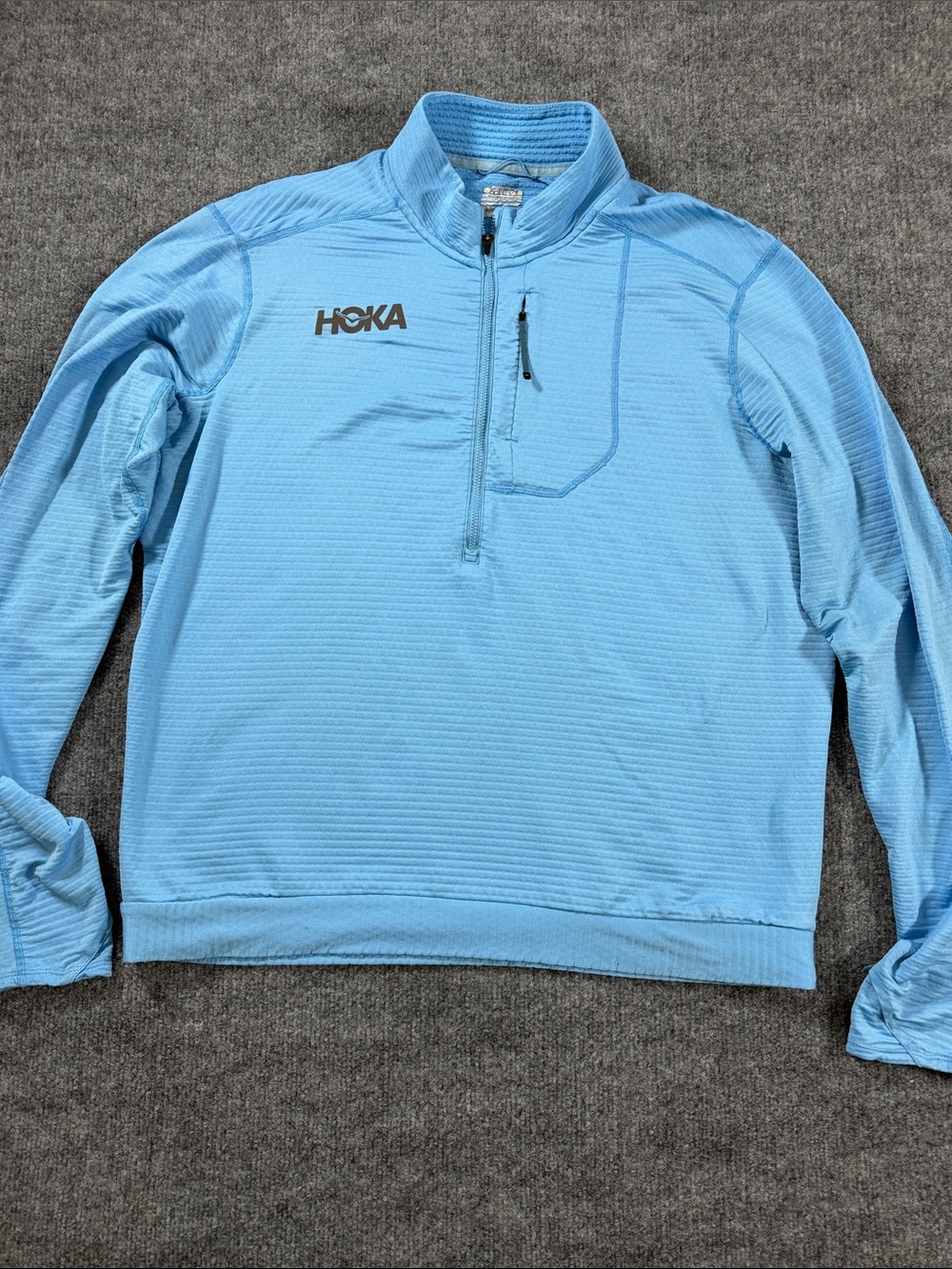 Hoka One One Blue Performance Half Zip Men’s Pullover Running Sweater
